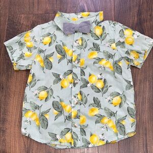 NWOT Lemon Print Kids Shirt with Bow Tie